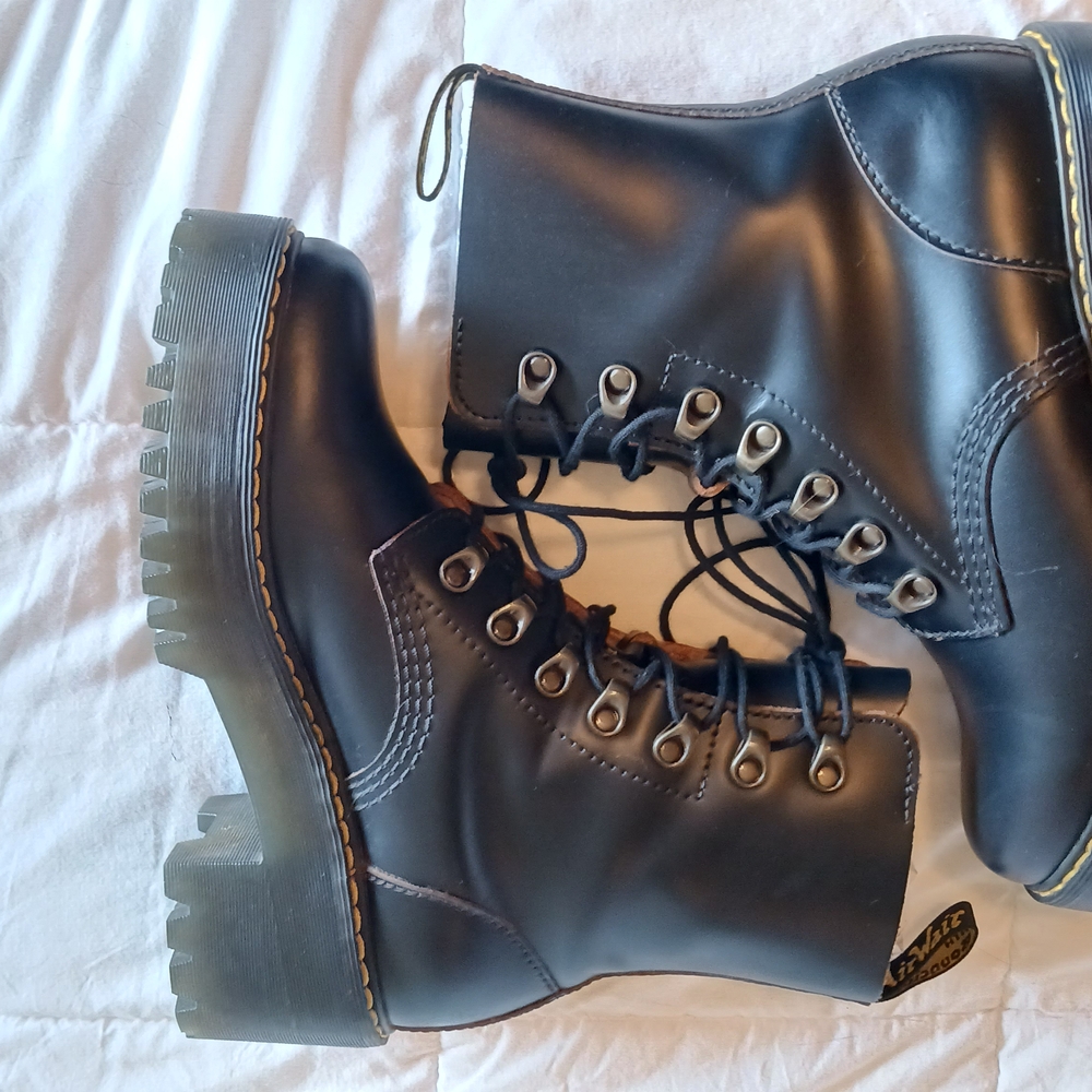 Dr. Martens Black Heeled Boots with Rugged Sole